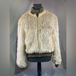 Women's Faux Fur Bomber Jacket - Tan
